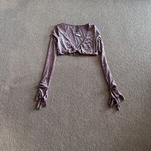 Skims Sienna Velvet Logo Glove Crop Top, Size Medium NWT